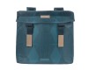 Taskesæt (blue) fra Basil model Elegance.   Materiale af 100 % genanvendt PET (plastikflasker) Vol. 40-49 L og med rem-montering (taskebro)